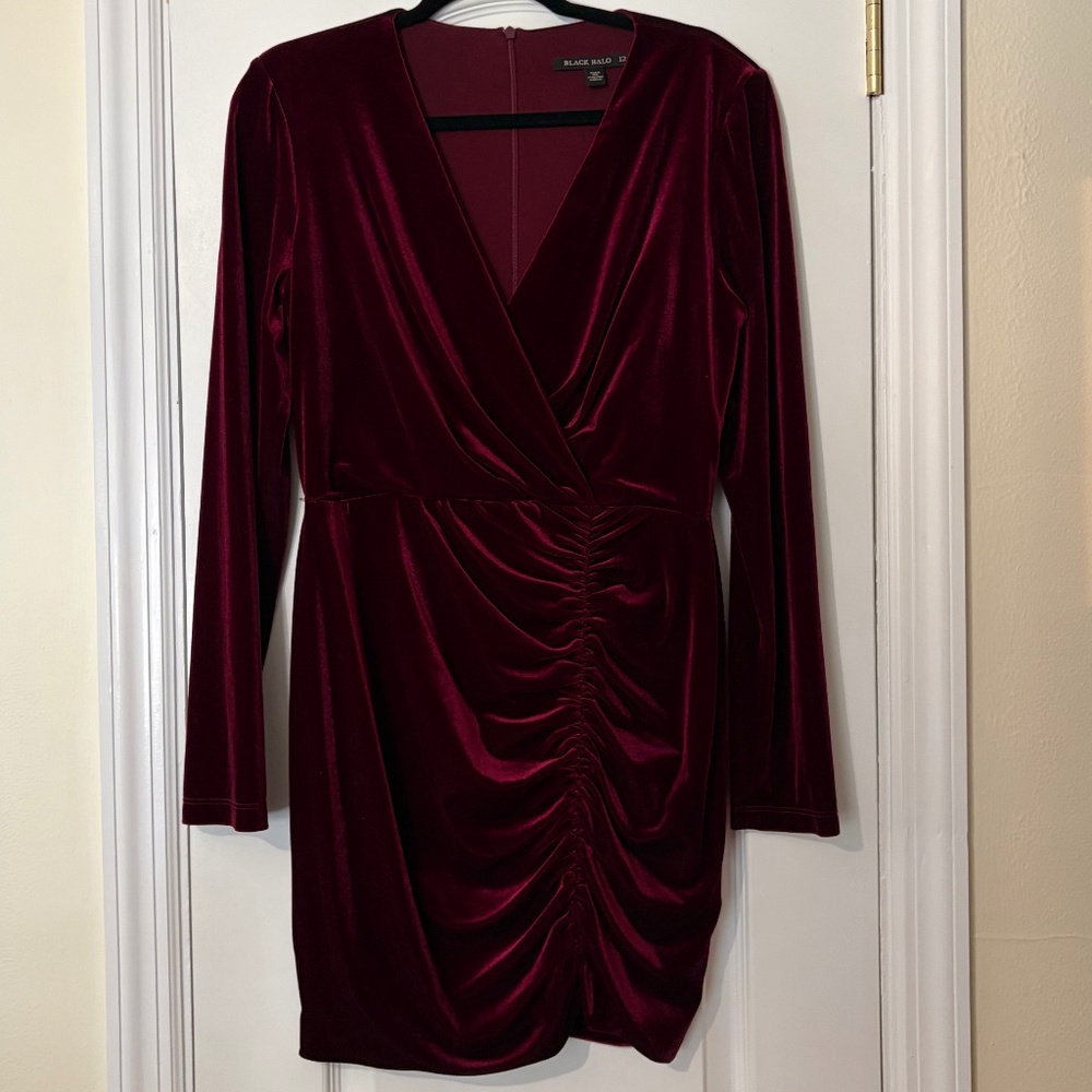 Burgundy Velvet Wrap Dress